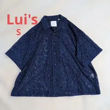 [ 새상품급 ] Lui's 루이스 플라워 레이스 반팔 셔츠 네이비 S