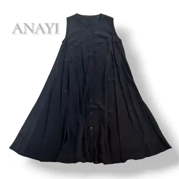 택 포함 ANAYI 아나이 슬리브리스 실크 원피스 블랙 38