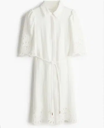 H&M 영국 자수 셔츠 원피스 벨트 포함 화이트 S 정가 6,999엔