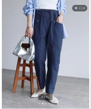 reca 레카 허리밴딩 릴랙스 테이퍼드 데님 팬츠 완판템