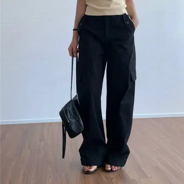 러브미우 로라카고 팬츠 블랙 스몰 롱