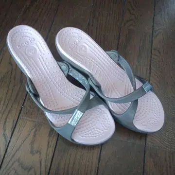 crocs 샌들 힐 그레이 핑크