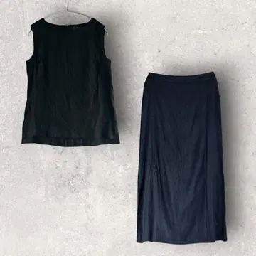 택 포함 미사용품 앙코르 키네 셋업 린넨 레이온 린넨 블랙
