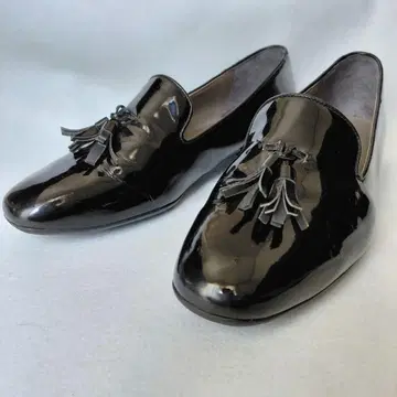 [긴자 카네마츠] 태슬 로퍼 아쿠아벨 블랙 에나멜 24cm 우천 겸용