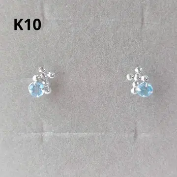 크로스 십자가 블루 토파즈 귀걸이 K10 화이트 골드