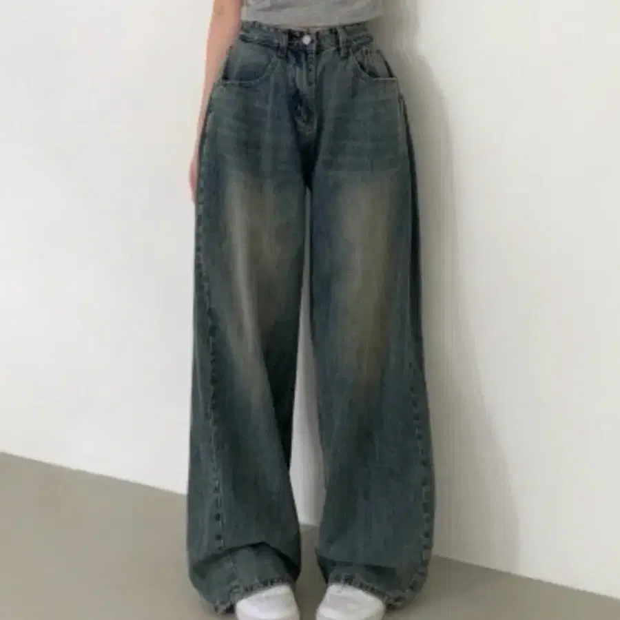 빈티지 워싱 와이드 데님 팬츠
