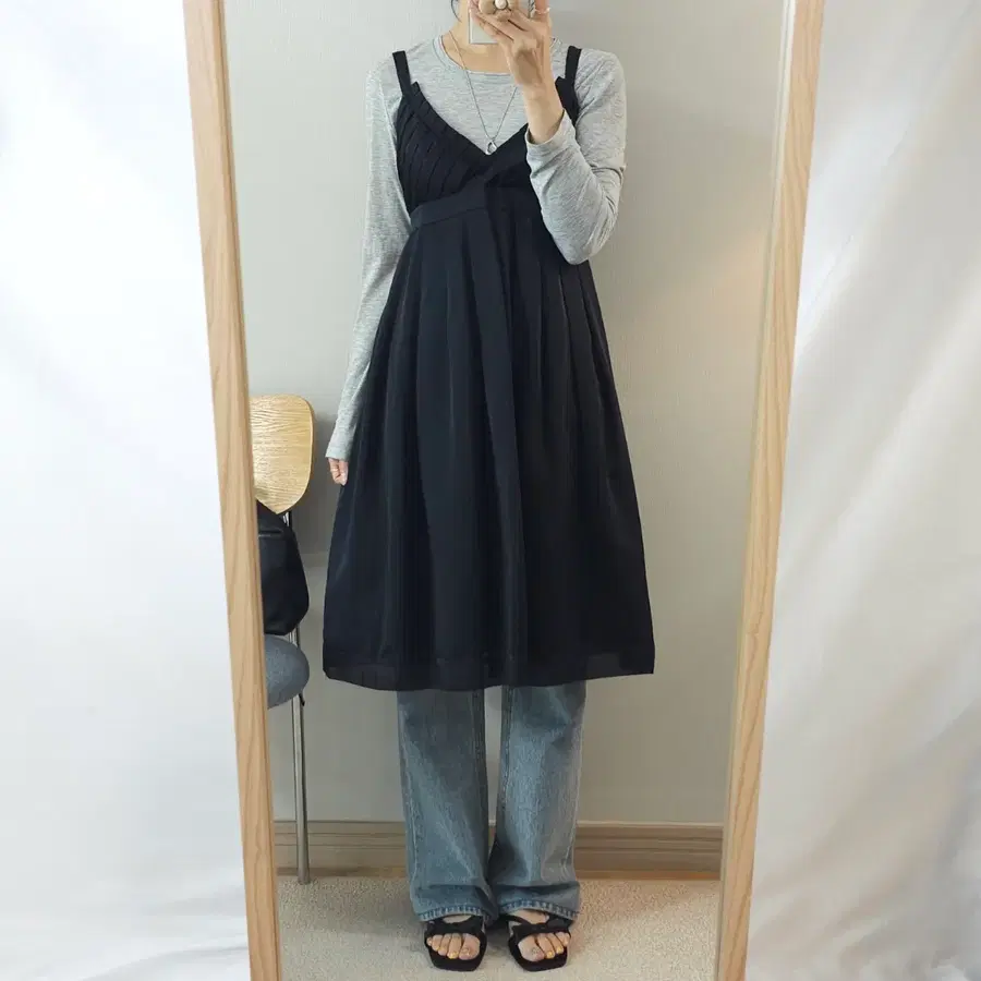 (36)Mirror 일본빈티지 여성 나시 원피스 블랙 W4927