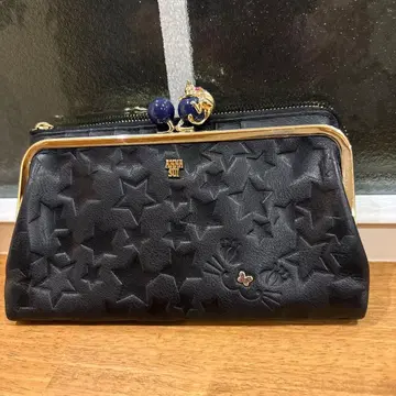 ANNA SUI 장지갑 고양이 가마구치 별 엠보 블랙