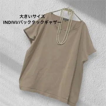 빅 사이즈! INDIVI/백 턱 개더 티셔츠 블라우스 44