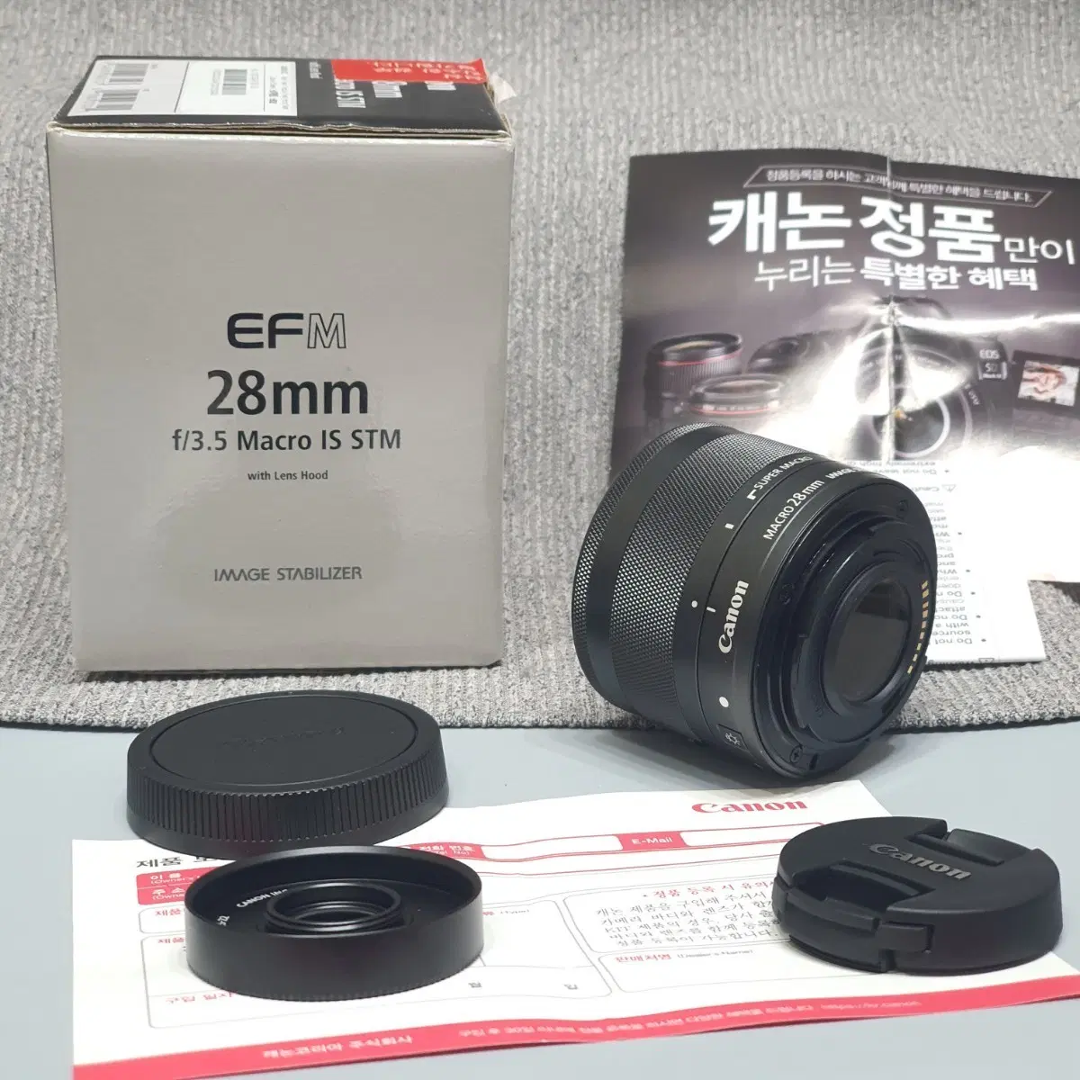 (신동품) 캐논 EF-M 28mm f/3.5 마크로 + 정품후드