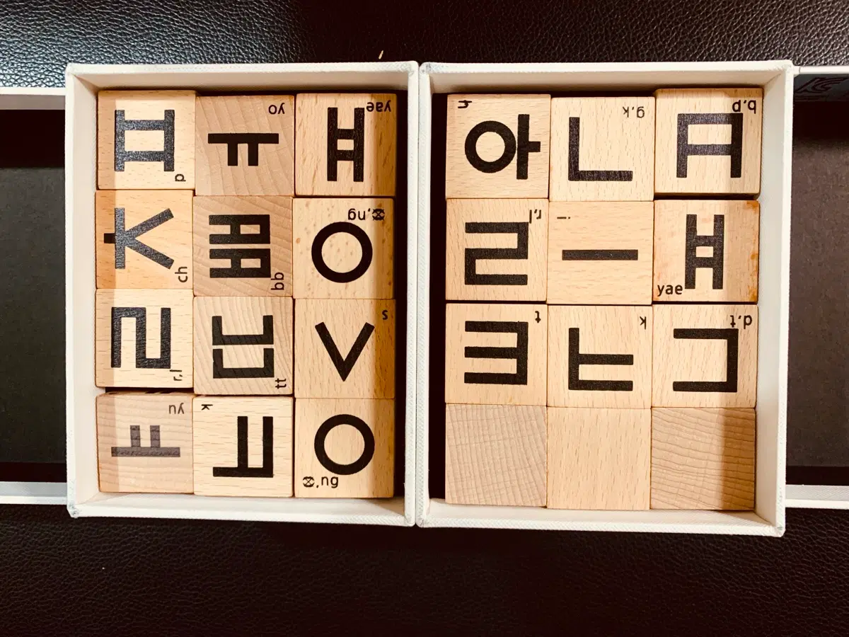 훈민정음 한글 나무 블럭 교육 교구 2세트 (일괄)