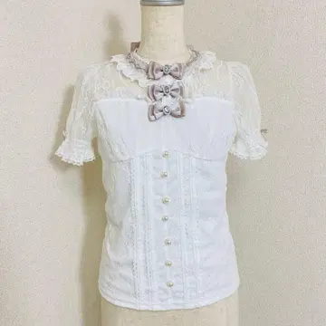 LIZLISA 반팔 블라우스 비쥬 리본