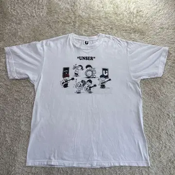 UVERworld 화이트 XL SNOOPY 패러디 티셔츠