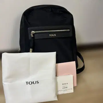 TOUS 토우스 백팩 나일론 블랙 검정 금장 장식 경량