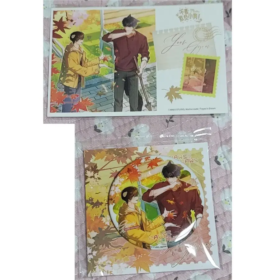 웹툰 강아지는건드리지마라 캔뱃지+엽서