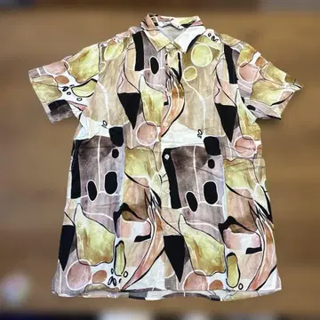 ZARA 추상 올 패턴 반팔 셔츠 L 사이즈 레이온 100%