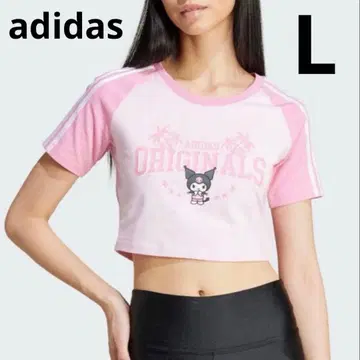 아디다스 오리지널 크롭 T셔츠 핑크 쿠로미 L