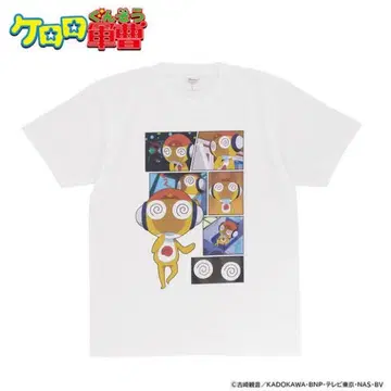 BANDAI 공식 개구리 중사 케로로 쿠루루 풀컬러 T셔츠 프린트 화이트