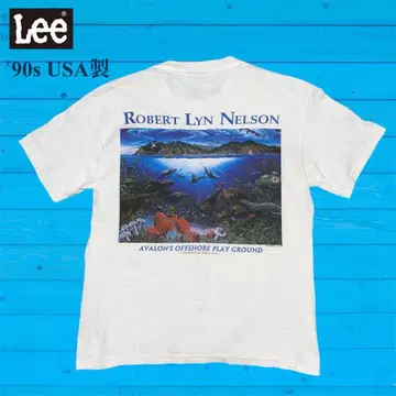 Lee 90s USA제 아트 T셔츠 커트 린 넬슨