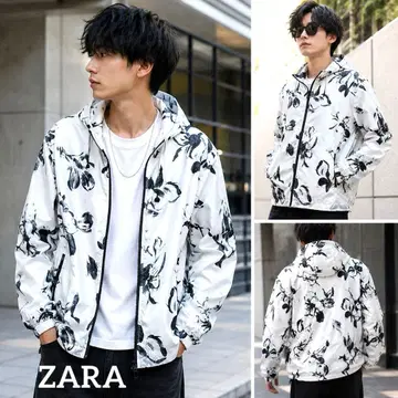 ZARA 나일론 자켓 후드 부착 꽃무늬 남성용