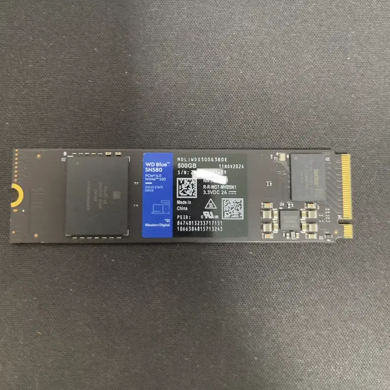 WD Blue Nvme NSN580 500GB SSD 판매