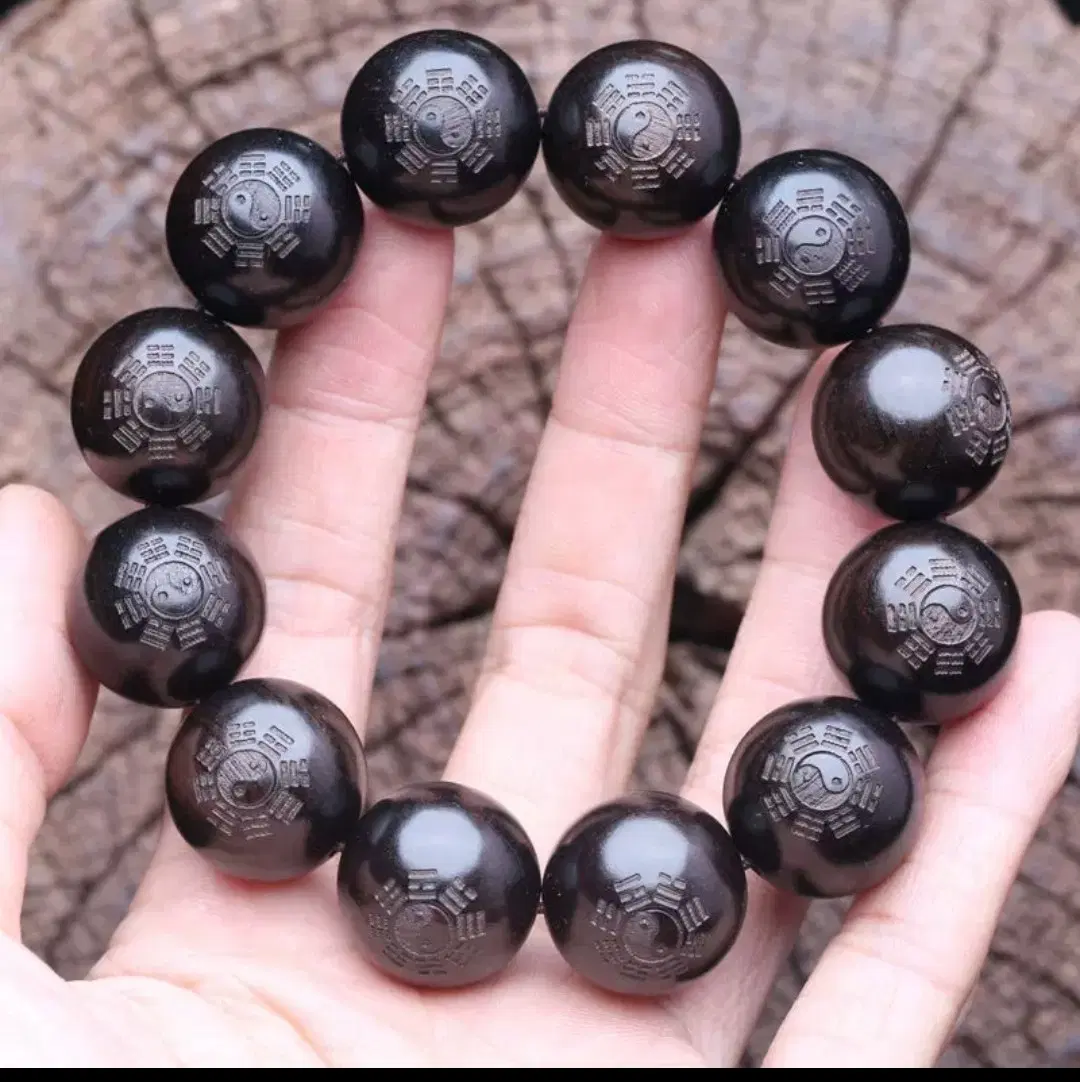 태극 팔궤 고급 흑광 자단 염주 20mm