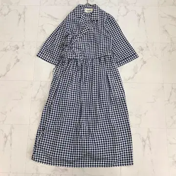 새상품급 BEAMS BOY 깅엄 체크 카슈쿨 셔츠 원피스