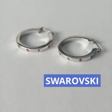 Swarovski 스와로브스키 후프 귀걸이 핑크 크리스탈