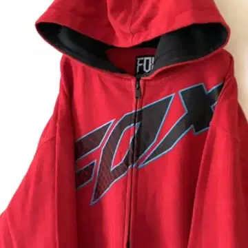 FOX 폭스 트레이드마크 풀 집업 맨투맨 후드티 L 레드 구제 의류