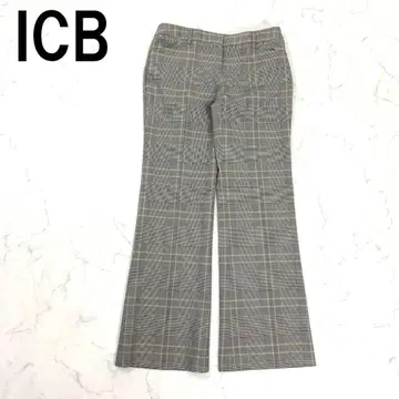 A7579 ICB 슬랙스 울 플레어 체크 베이지 4