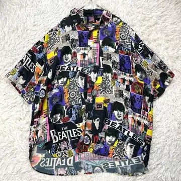 레어 빈티지 비틀즈 90s 실크 클럽 반팔 셔츠 L