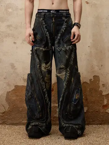 Personsoul Aliens Dirty Denim Jeans