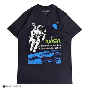 NASA 우주 M 사이즈 반팔 티셔츠 블랙 페이드