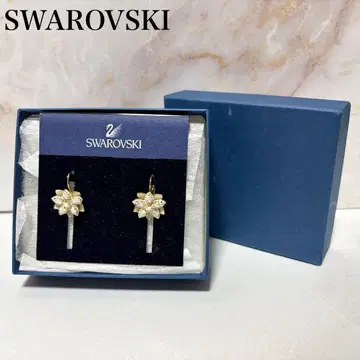 [새상품급] swarovski 스와로브스키 후프 귀걸이 플라워 골드