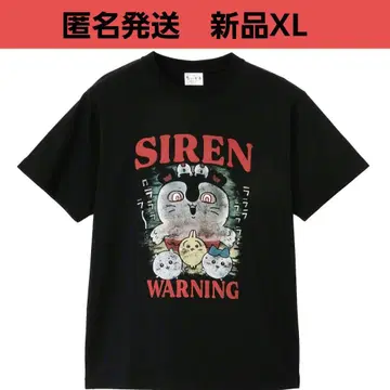 치이카와 [인어섬의 비밀] T셔츠 WARNING 블랙 XL