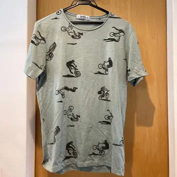 Bershka BMX 패턴 프린트 T셔츠 라이트 그린 L 사이즈