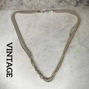 VINTAGE 빈티지 실버925 3연 볼 체인 목걸이