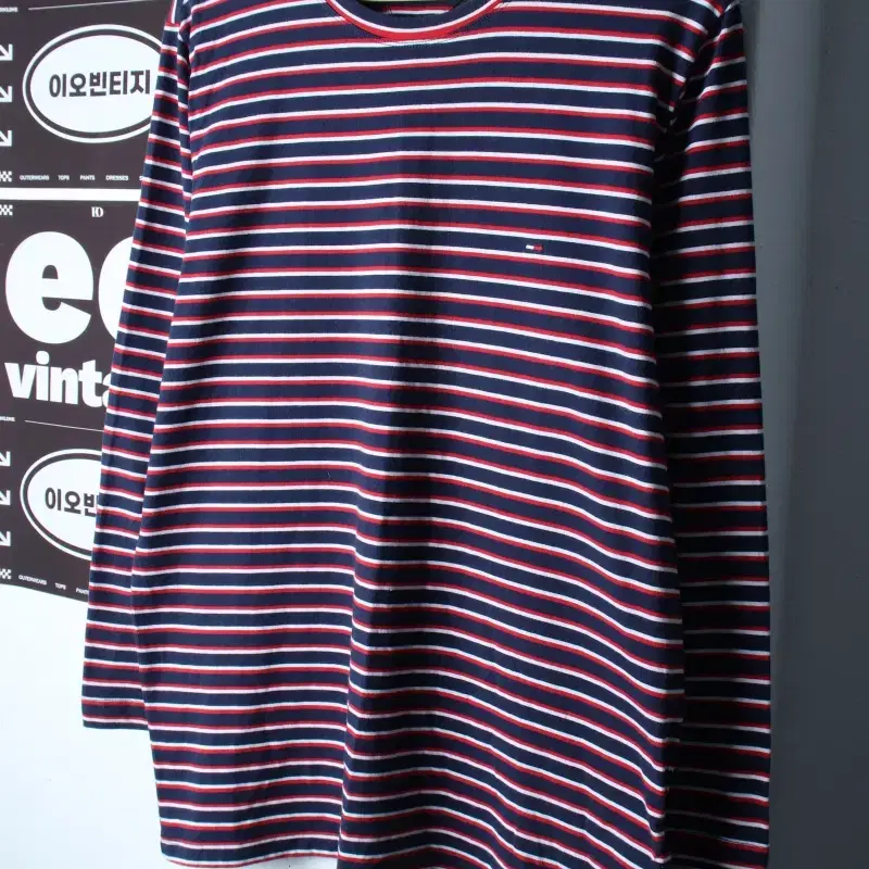 W(XL) 타미힐피거 긴팔티셔츠 스트라이프 네이비 올드스쿨-H34883