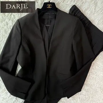 미사용급/빅 사이즈 DARJE 팬츠 수트 쓰리피스 노카라 블랙