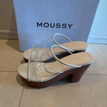 미사용 MOUSSY 클리어 샌들 통굽 우드 힐