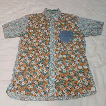 KAWATANI SHIRT 꽃무늬 패치워크 반팔 셔츠