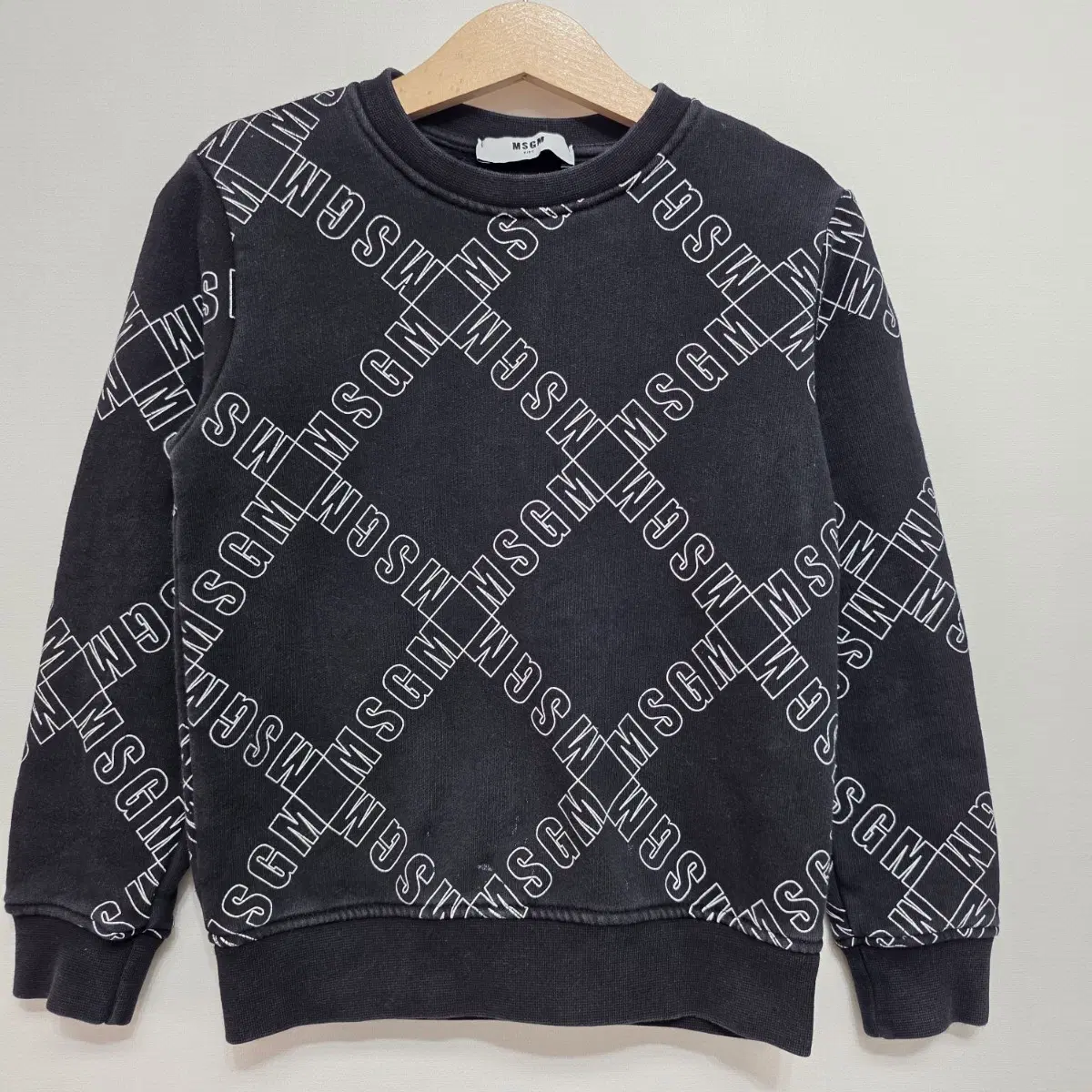 MSGM 키즈 로고 패턴 맨투맨 블랙