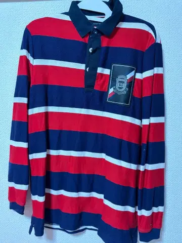 TOMMY HILFIGER 긴팔 피케 셔츠 보더 M 사이즈