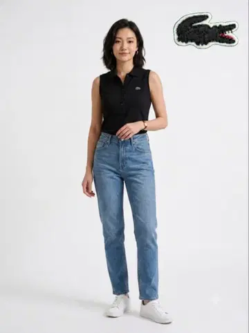 LACOSTE 슬리브리스 피케 셔츠 블랙