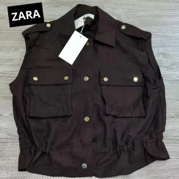 [ ZARA ] 슬리브리스 린넨 상의 S 사이즈