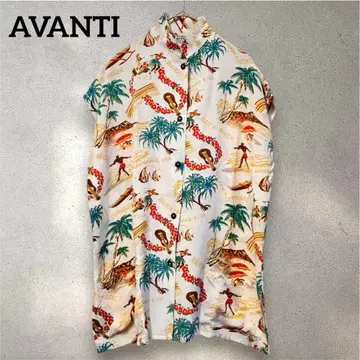AVANTI 알로하 셔츠 실크 100% 슬리브리스