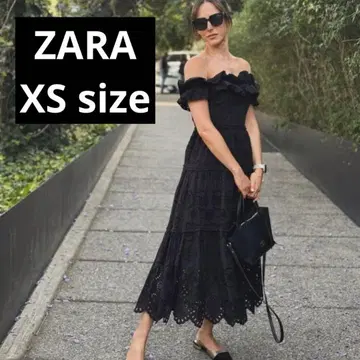ZARA 자수 원피스 레이스 블랙 XS