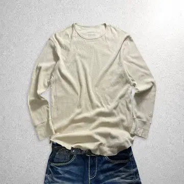 y2k waffle long sleeve tee ecru johnbull