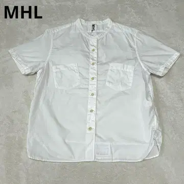 MHL 밴드 카라 반팔 셔츠 화이트 노카라 마가렛호웰