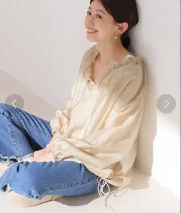 Spick & Span 블라우스 시어 스퀴즈 블라우스 후디 드로스트